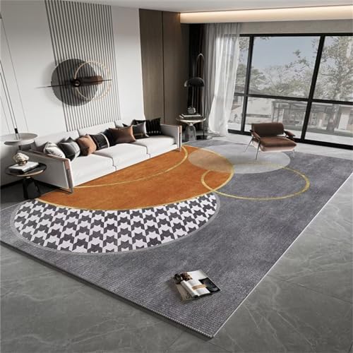 Tapis manga orange géométrique moderne 200x200cm style carré