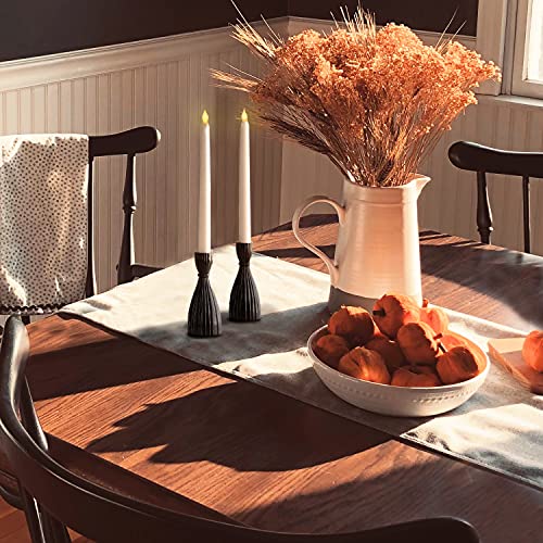 Black Candlestick Holder Set - Glass Taper Candle Holders, Glossy Black Finish, 6 Inch Height, Fits Standard 3/4 Inch Tapered Candles, Modern Kitchen Decor, Party Centerpiece - Pack Of 2 #TOP4