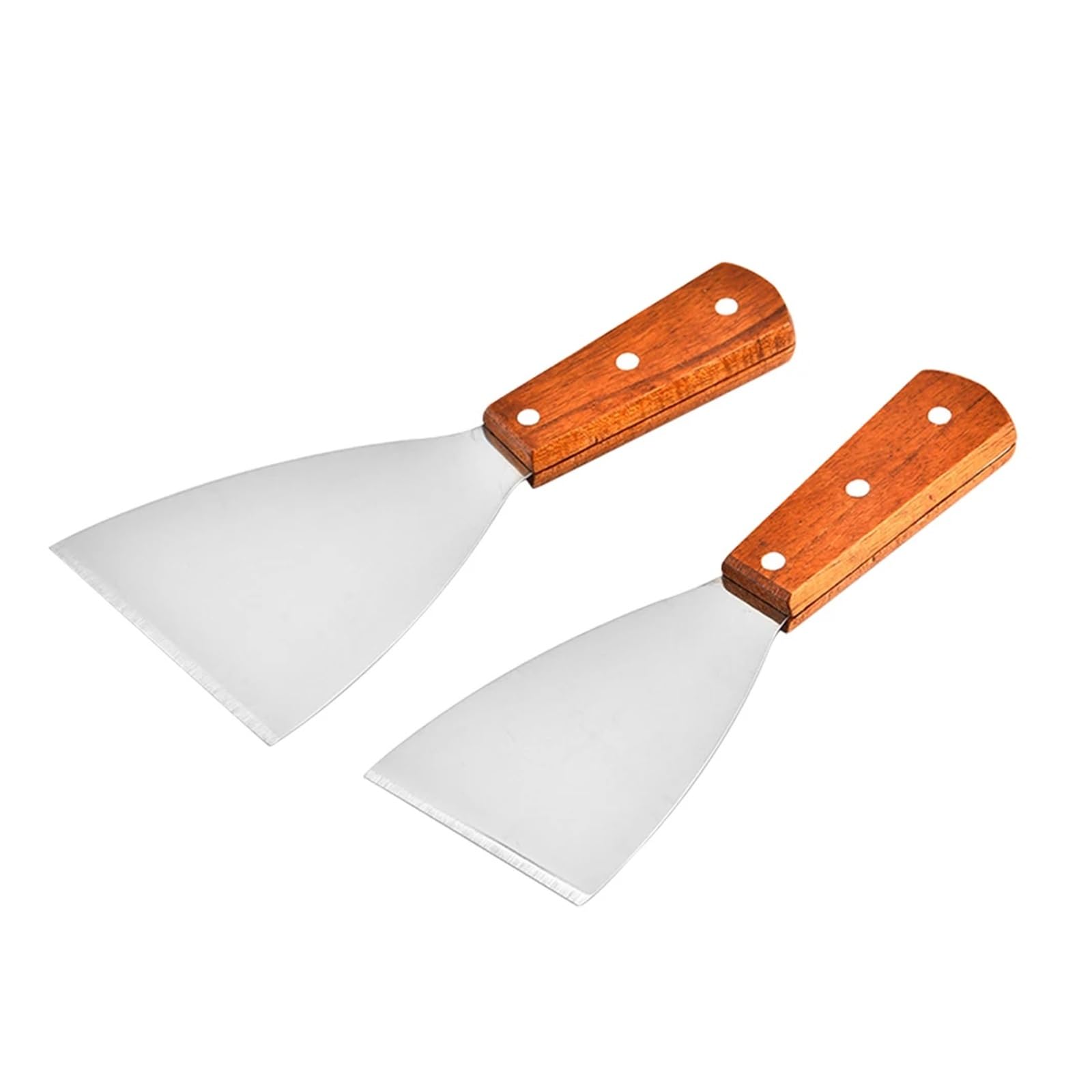 2 Stück Edelstahl Holz H Kochspatel Spatel rutschfeste ergonomische Küchenhelfer for Steak Pizza Kochutensilien