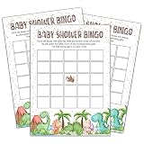HEZNZXQ Baby Shower Games for Boys Girls, Dinosaur Baby Bingo Game for Baby Shower, Tropical Dino Baby Shower/Gender Reveal Parties Decorations, 5" x 7" Double-Sided Cards(30 Games)-C03