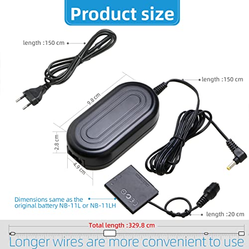 Glorich ACK-DC90 Adaptador de alimentação CA DR-90 DC Acoplador NB-11L NB-11LH Fonte de alimentação