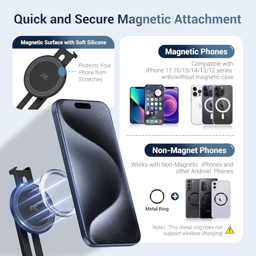 Image of JJC Cold Shoe Magnetic Phone Tripod Mount Adapter for iPhone 17 16 15 14
