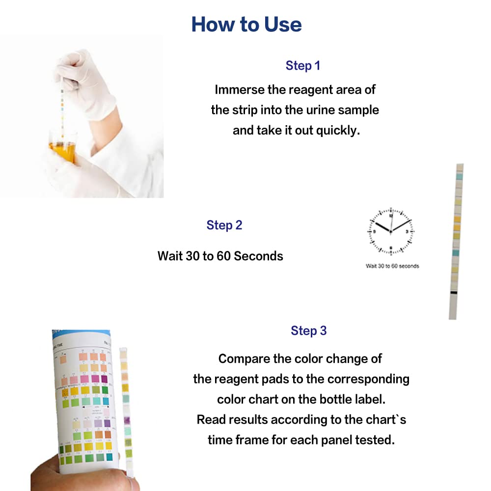 Test delle Urine 100 Strisce Reattive per Urine - 10 Parametro Striscia Test per Analisi delle Urine - Glucosio, Chetone, Proteina, Valore pH, Nitrito, Bilirubina, Gravità specifica, Sangue...