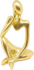Est?tua Decorativa Figura Pensador Enfeite Mesa Sala Rack Escultura Resina Abstrata Moderno Enfeite Decora??o Casa (Dourado D)