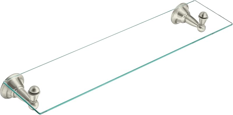 DN6890BN Sage 22.75-Inch Wide x 5-Inch Deep Decorative Glass Bathroom Vanity Shelf, níquel cepillado