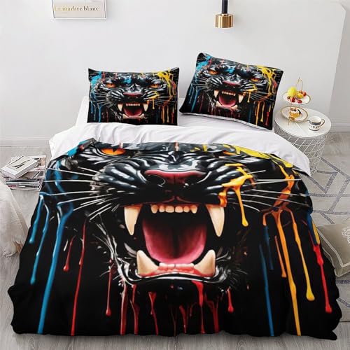 Housse de couette léopard 200x200 microfibre avec 2 taies d'oreiller - 4