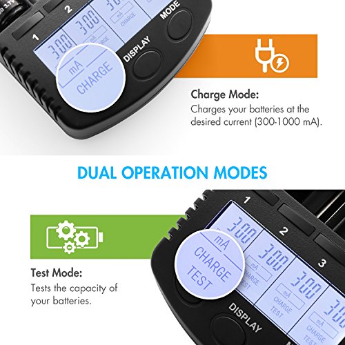 Tenergy TN456 Intelligent Universal Battery Charger with 4 Slots, LCD Display, USB Output, Power Adapter, Rechargeable Battery Charger for Li-ion/NiMH/NiCD Rechargeable Batteries - Thumbnail 4