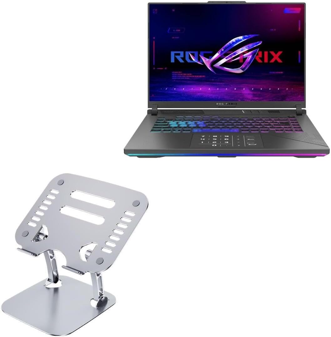 BoxWave Stand and Mount Compatible with ASUS ROG Strix G16 (2024) G614 - Executive VersaView Laptop Stand, Ergonomic Adjustable Viewing Angle Metallic Riser - Metallic Silver