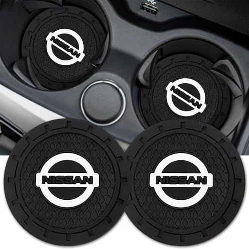 Car Cup Holder Coaster for Nissan Series Recessed Silicone Non Slip Car Interior Accessories Car Coaster 2PC Black