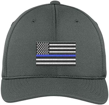 Embroidered Thin Blue Line Subdued American Flag Flexfit Flex Fit Baseball Hat