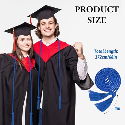 Image of ONUPGO Royal Blue Graduation Cord, 68 inch Graduation Honor Cords,2026 Rayon Braided Tassel Cord, Polyester Yarn Long Robe Honor Rope for Graduation Students, Bachelor Gown