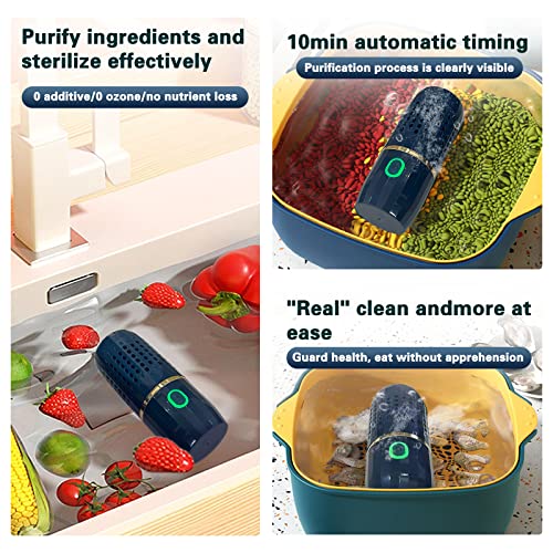 Fruit And Vegetable Washing Machine,Portable Fruit Cleaner Device,Fruit Cleaner Device In Water,Deeply Cleans Fresh Produce,For Cleaning Fruit,Vegetable-Seafood,Tableware(Blue) #TOP4