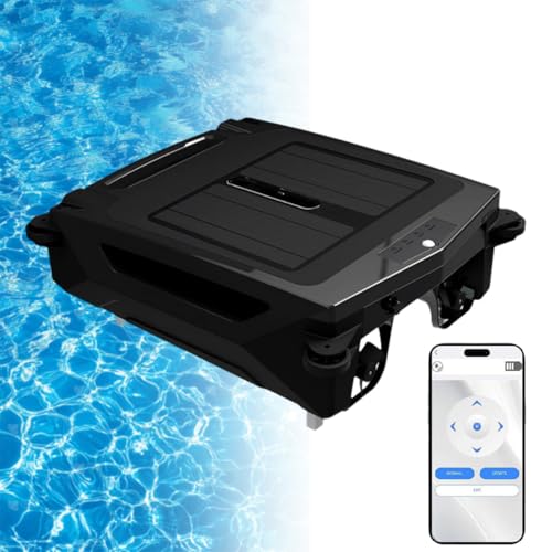 LHUITUI Automatic Cordless Solar Powered Robot Cleaner, Automatic Pool Cleaning Robot, Pool Surfaces Skimmer Cleaner, APP Support, Continuous Cleaning, 80㎡ Coverage, For All Swimming Pool