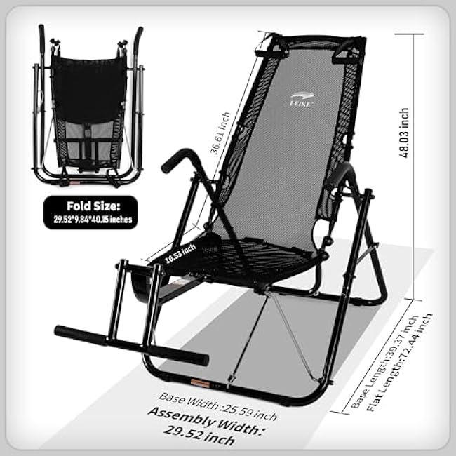 leikefitness Ab Exercise Chair Core Strengthening Lightweight Foldable Sport Abdominal Exerciser Strength Training Inversion Equipment (Black)