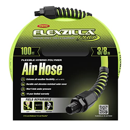 Flexzilla Pro Air Hose, 3/8 In. X 100 Ft., Heavy Duty, Lightweight, Hybrid, Zillagreen - Hfzp38100Yw2 #TOP1