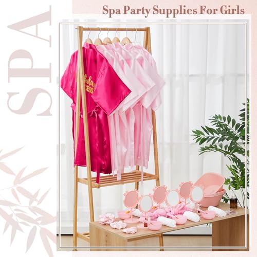 JenPen 6 Set Girls Spa Party Favors Kids Robes and Accessories Kit Party Supplies for Spa Party Wedding Birthday (Pink,Rose Red,Size 10)