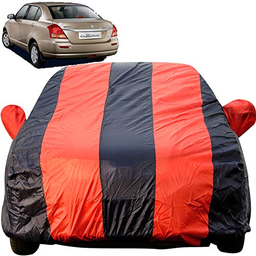 Image of Autofact Car Body Cover for Maruti Swift Dzire (2005 to 2011) (Mirror Pocket, Premium Fabric, Triple Stiched, Fully Elastic, Red /Blue Color)