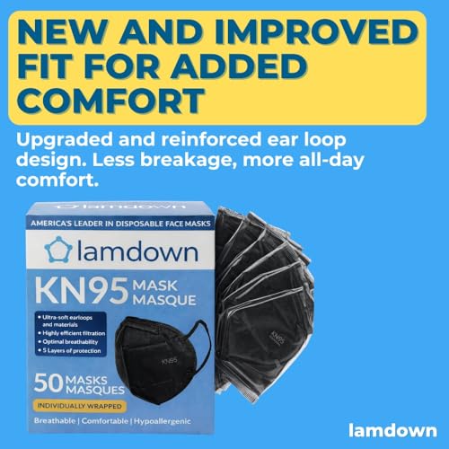 Image of (600-Pack) KN95 Face Masks, Individually Wrapped, Premium Disposable Dust Mask, Black