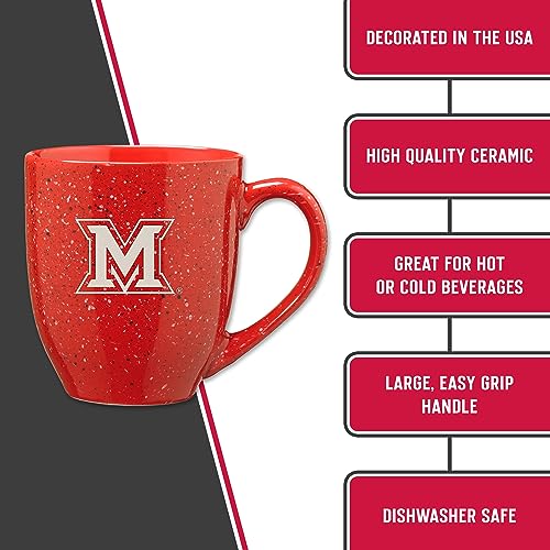 Image of Rico Industries NCAA Miami of Ohio Redhawks Red Personalized 16 oz Team Color Laser Engraved Speckled Ceramic Coffee Mug