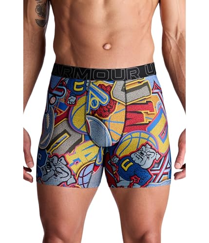 Under Armour Calzoncillos tipo bóxer Performance Tech Mesh Graphic de 6 pulgadas para hombre, Azul Tec, X-Small