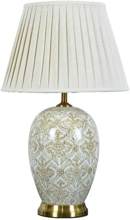 USMJQVZ USMJQVZ Chinese Flower Ceramic End Table Lamps Oriental Large Hand-Painted Ceramic Bedside Nightstand Lamp for Bedroom Nightstand Living/Study Room Desk Lighting