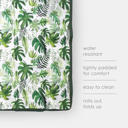 Image of Little Unicorn 5'x5' Outdoor Family Picnic & Beach Blanket | Durable & Water-Resistant Fabric | Compact Fold & Easily Wipes Clean | Zipper Pocket (Tropical Leaf)