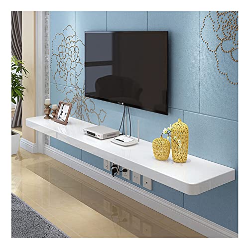 Mueble flotante para TV para sala de estar, mueble de TV montado en la pared con consola multimedia, unidades de pared para entretenimiento y oficina, color blanco, 120 x 24 x 2,5 cm