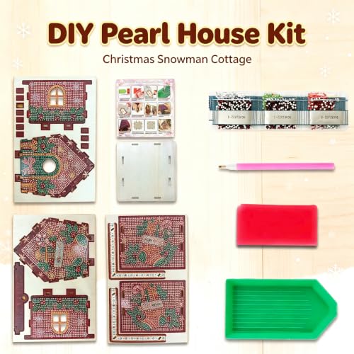 Huggaloria 3D Christmas Pearl Diamond Painting Wooden House Kit for Adults by Huggaloria - Used condition - Image 5