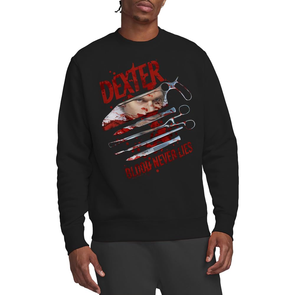 Dexter Blood Never Lies Crew Sweatshirt, Black, Large