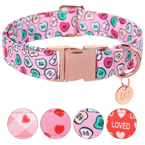 Image of Valentine's Dog Collar, Heart Dog Collar for Small Medium Large Girl Boy Dogs or Cats, Wedding Dog Collar Match Dog Leash, Pet Collar with Metal Buckle, S
