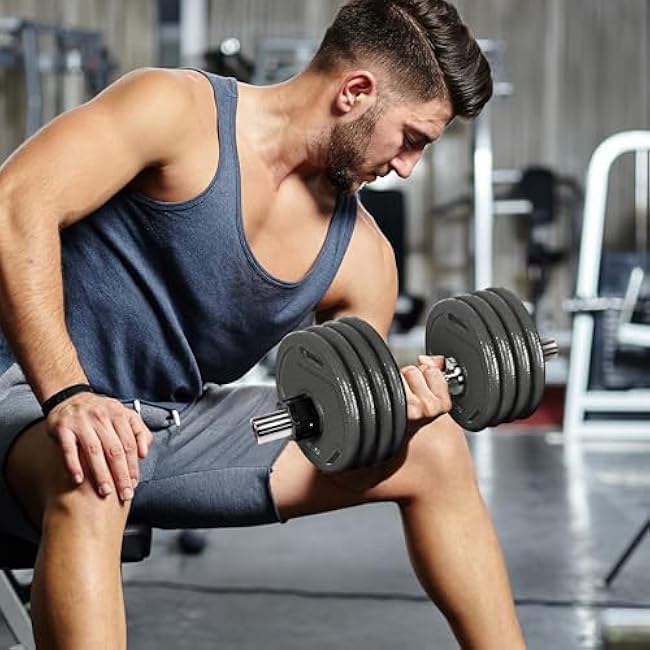 Olympic Dumbbells Set & Dumbbells Bar, Loadable for 2-inch weight plates, Adjustable Weight for Strength Training and Fitness Exercises