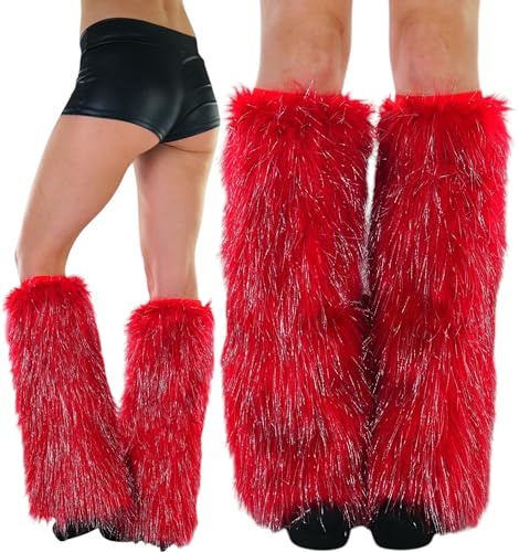 Image of ToBeInStyle Women's Faux Vibrant Fur Retro Daring 60' Inspired Ravewear Knee High Leg Warmers