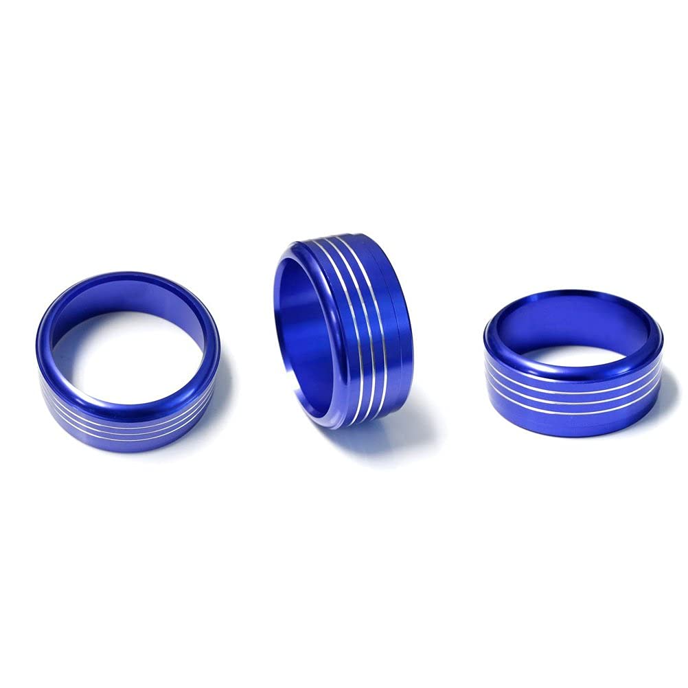 VORCOOL 3pcs Red Anodized Aluminum AC Climate Control Knob Ring Covers for Subaru WRX STI Impreza Forester XV Crosstrek (Blue)