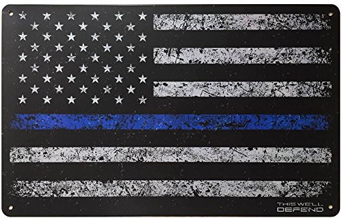 Thin Blue Line Sign American Flag 10