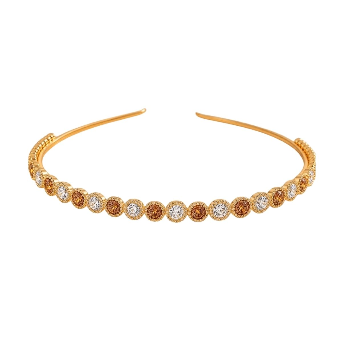 accessher Gold Plated Sparkling and Shiny Rhinestones Embedded Delicate Light Weighted Hair Band/Head Band/Hair Tiara and Crown for Women and Girls Pack of 1-picture-23