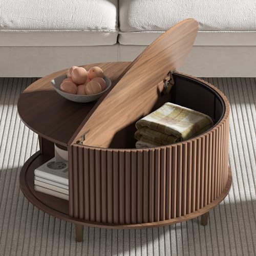 Round Coffee Table with Storage,...