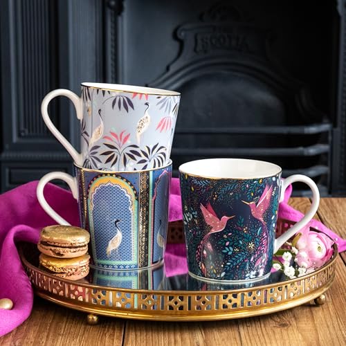 Sara Miller London Taza India Colibrí 12oz China Fina miniatura 7