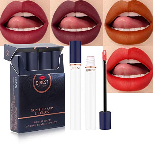 CHJUZI Liquid Cigarette Lip Gloss-Set, 4 Farben Mattes, Langlebiges, Wasserdichtes, Hochpigmentiertes Lippenstift-Set aus Samt