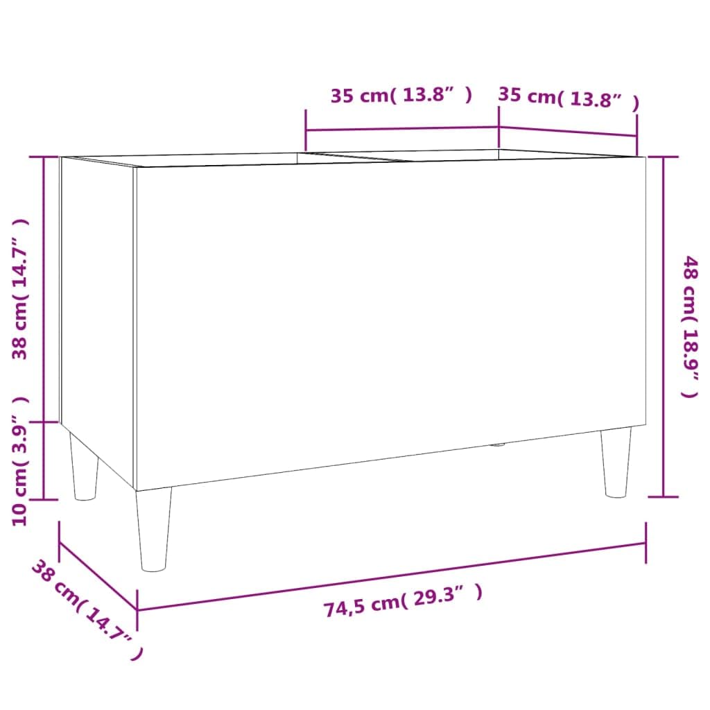 Armadio per dischi in legno, 74,5 x 38 x 48 cm, con gambe in legno, scaffale versatile per dischi in vinile, CD, DVD, credenza per soggiorno, scaffale HiFi, mobile multimediale