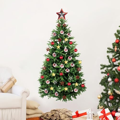 Kasubeso Large 66 x 33 inch Large Christmas Tree Wall Decals Removable DIY Pine Tree Xmas Wall Decor Merry Christmas Wall Stickers for Bedroom Office Living Room Window Clings Party Decoration