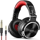 Boytone BT-10RD Wired Over Ear Headphones Studio Monitor & Mixing DJ Stereo Headsets with 50mm Drivers and 1/4 to 3.5mm Audio Jack, Foldable for Computer Audio Mixer, DJ Headphone