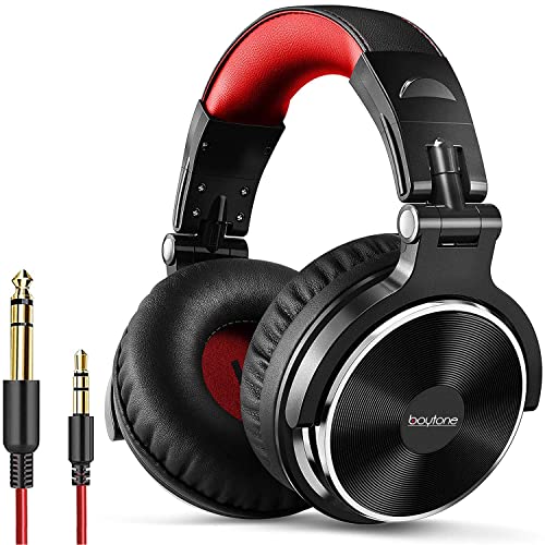 Boytone BT-10RD Wired Over Ear Headphones Studio Monitor & Mixing DJ Stereo Headsets with 50mm...