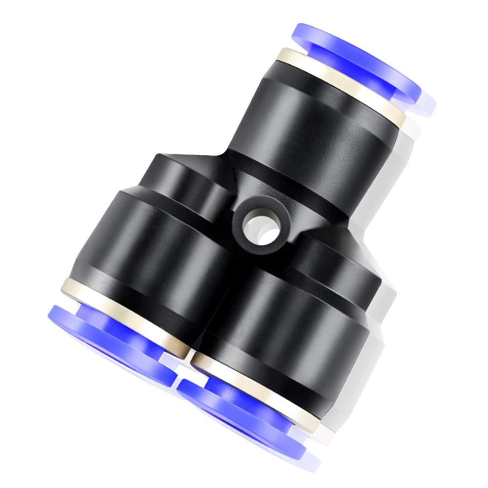 TAILONZ PNEUMATIC 12mm OD Y Spliter Plastic Push to Connect Fittings 3 Ways Tube Connect Push Fit Push Lock PY12 (Pack of 2)