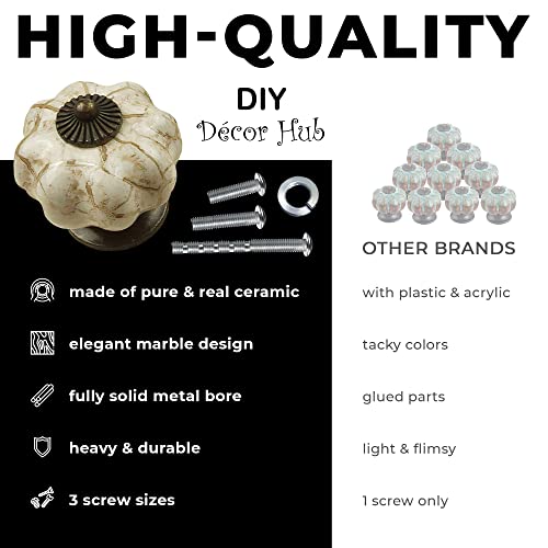 Conjunto de puxadores de abóbora de cerâmica DIY Décor Hub, Antiguidade, Brass-Brown