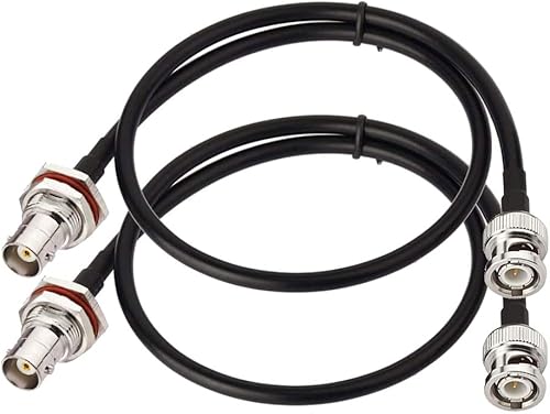 BINGFU BNC macho a hembra montaje en mamparo RG58 Cable de puente coaxial de 23.6 in 2 pies 2 unidades para sistema de micrófono inalámbrico BINGFU BNC macho a hembra montaje en mamparo RG58 Cable de puente coaxial de 23.6 in 2 pies 2 unidades para sistema de micrófono inalámbrico