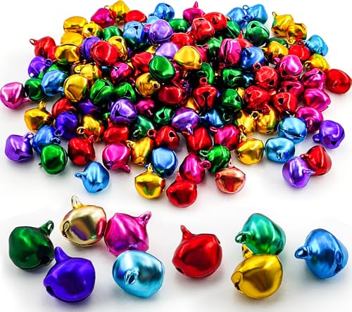 150 Piezas Cascabeles Pequeños Navideña Diy,Campanillas Con Agujero Para Decoración Árbol De Navidad,Colgante Para Mascota,Manualidades 14mm,Aluminio Multicolor