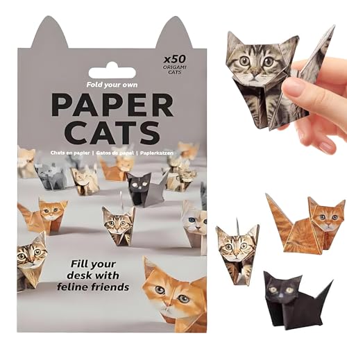 Nocecfi DIY Paper Cats Origami Kit, 50 Pcs Cute 3D Craft Paper Cat Stickers Arts Kits for Kids and Adults Animal Lovers, Mini Creative Crafts Gifts Decorations Set