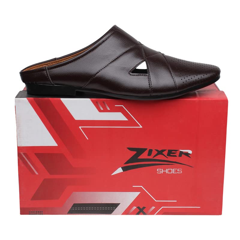 Image of Zixer Summer Urban Men's Shoes Luxury Synthetic Leather Mule Loafers Men's Shoes Handmade Ultra Premium Lightweighted Daily Easy Wear Open Back Half Cut Trending Classic Slip On Shoes for Men