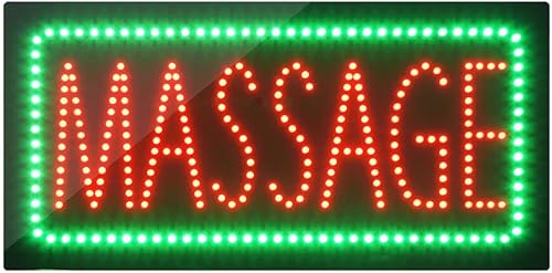 Señal de masaje LED para negocios, letrero abierto súper brillante para terapeuta, pantalla de publicidad eléctrica para ventana de tienda - verde