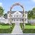 DWVO Metal Garden Arch, 86" H Outdoor Lawn Arbor for Climbing Plants, Roses, Vines, Wedding Archway Party Decor for Lawn, Patio, Backyard